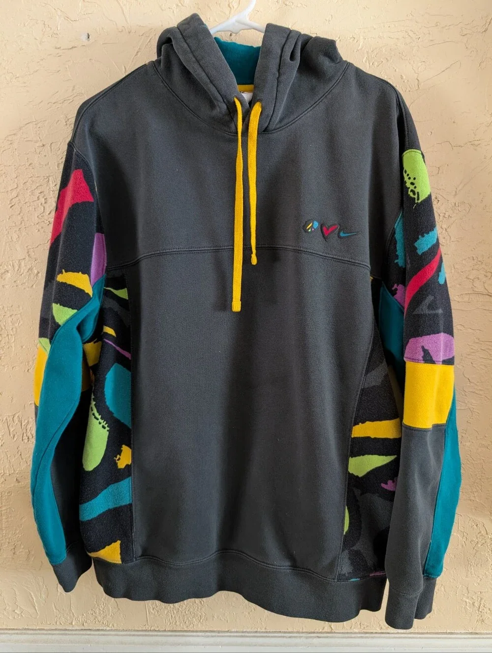 Men's Nike Black Hoodie-Peace, Love, and Swoosh Size XL